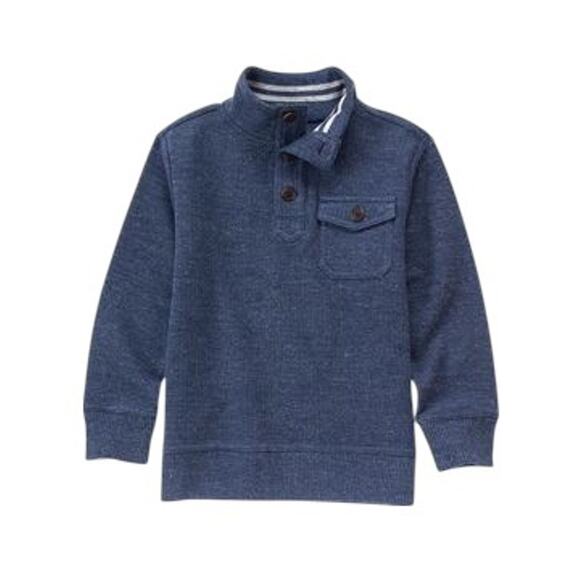 Crazy 8 Boys Pocket Pullover Heather Navy Blue Size S 5-6 Ribbed Knit - Picture 1 of 8